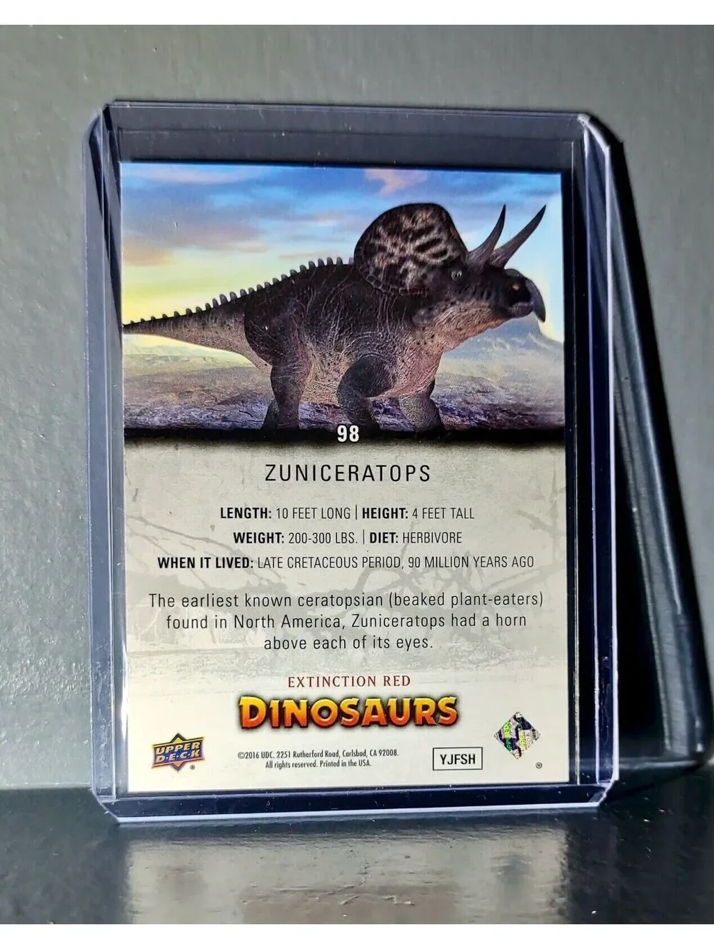 2015 Upper Deck Dinosaurs Zuniceratops Extinction Red Parallel #98 Card